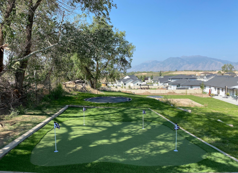 Putting green in the shade